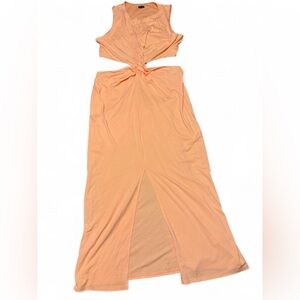Express Peachy Orange Maxi Dress‎ with Cut Outs in Front & Back, NWT Size XL